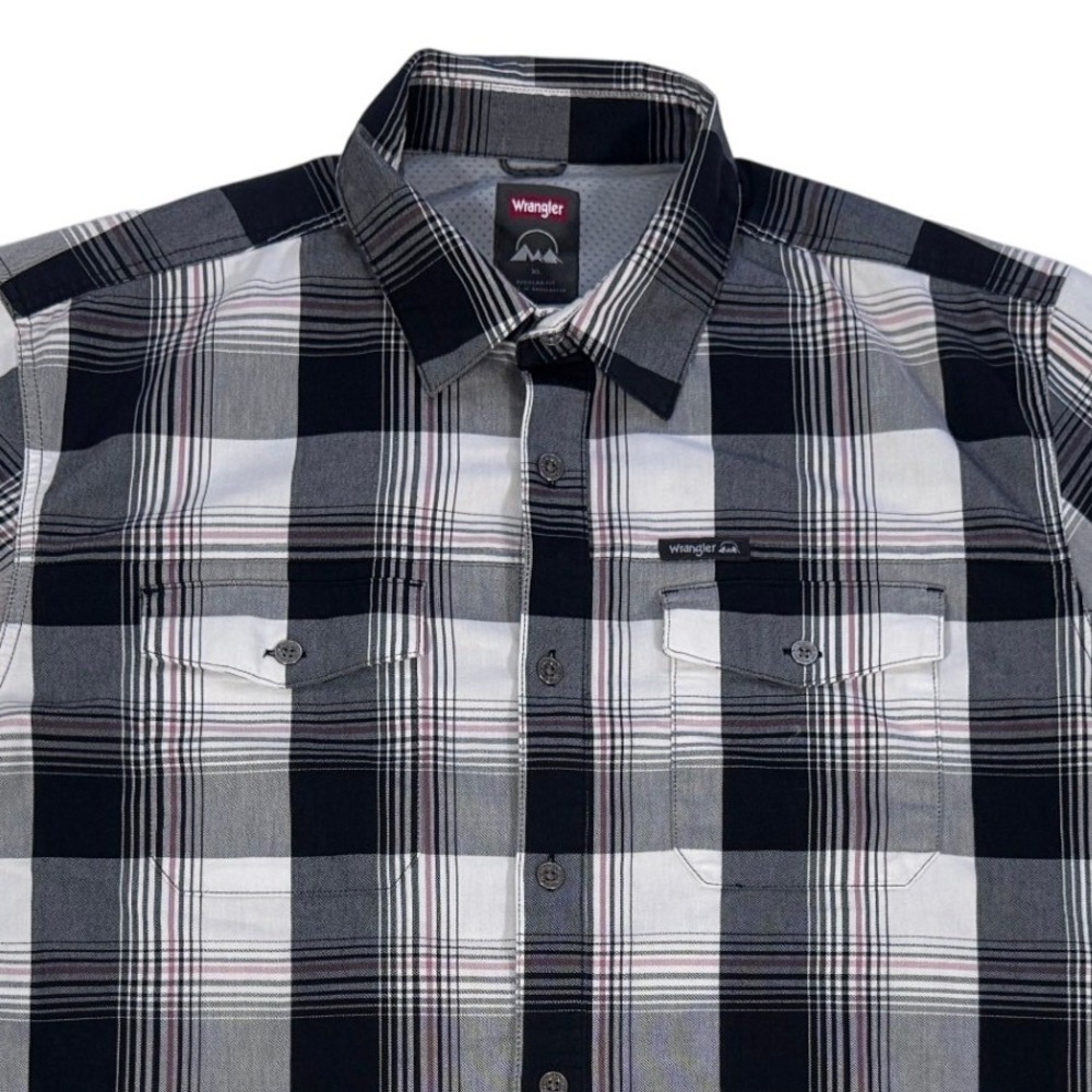 Wrangler Men XL Regular Fit Short Sleeve Plaid Outdoor Performance Shirt Western